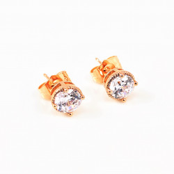 XUPING Oorbellen Dames - Roségoudkleurig Plated Stekers - Zirkonia-Steen 5mm Oorknoppen