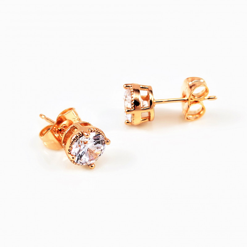 XUPING Oorbellen Dames - Roségoudkleurig Plated Stekers - Zirkonia-Steen 5mm Oorknoppen XUPING Oorbellen Dames - Roségoudkleurig Plated Stekers - Zirkonia-Steen 5mm Oorknoppen