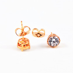XUPING Oorbellen Dames - Roségoudkleurig Plated Stekers - Zirkonia-Steen 5mm Oorknoppen