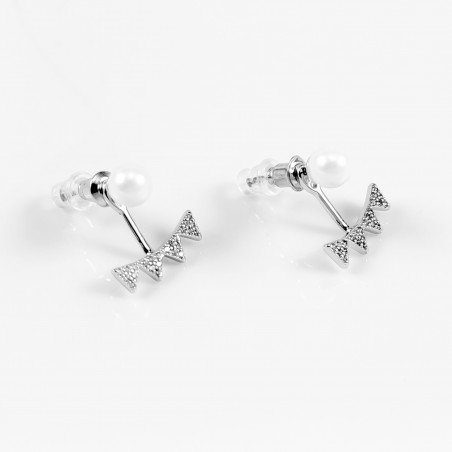 Dottilove Oorbellen - RVS - Plated - Parel Oorknopjes met Hanger Dames