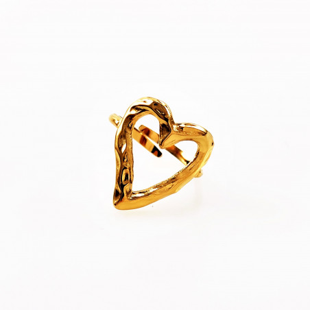 Dottilove Ring Dames - Verstelbare Stalen Hart Design Ring - RVS Gold Plated
