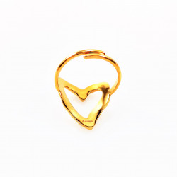 Dottilove Ring Dames - 14K Geelgoud Verguld Stalen - Verstelbare Ring Design-Hart