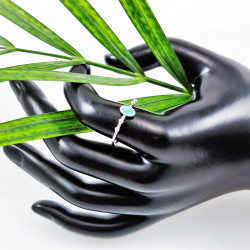 Dottilove Ring Dames - RVS Wit Gold Plated - Verstelbare Ring Design-Natuursteen