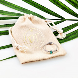 Dottilove Ring Dames - RVS Wit Gold Plated - Verstelbare Ring Design-Natuursteen