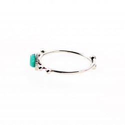 Dottilove Ring Dames - RVS Wit Gold Plated - Verstelbare Ring Design-Natuursteen