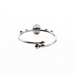Dottilove Ring Dames - RVS Wit Gold Plated - Verstelbare Ring Design-Natuursteen