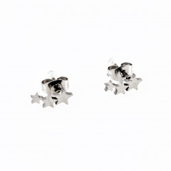 Set 3-Paar Oorbellen Dames - 316L RVS Zilverkleur - Moon and Star Designs Oorknopjes