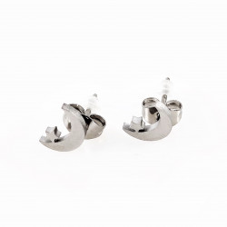 Set 3-Paar Oorbellen Dames - 316L RVS Zilverkleur - Moon and Star Designs Oorknopjes