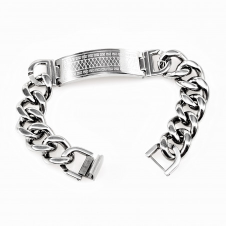 Armband Heren - Gepolijst RVS - Gourmet Schakels Armband - Griekse-Plaat