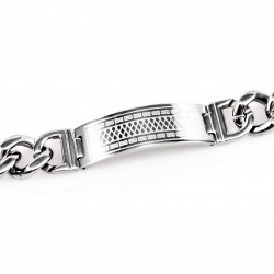 Armband Heren - Gepolijst RVS - Gourmet Schakels Armband - Griekse-Plaat