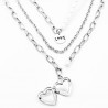 Multilayer Ketting Dames - Zilverkleur Roestvrij Staal - 3 Niveaus Ketting met Medaille en Hart Hanger
