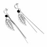Lange oorbellen Dames - zilverkleurige Roestvrij Staal - Oorhangers Blad en kettingen