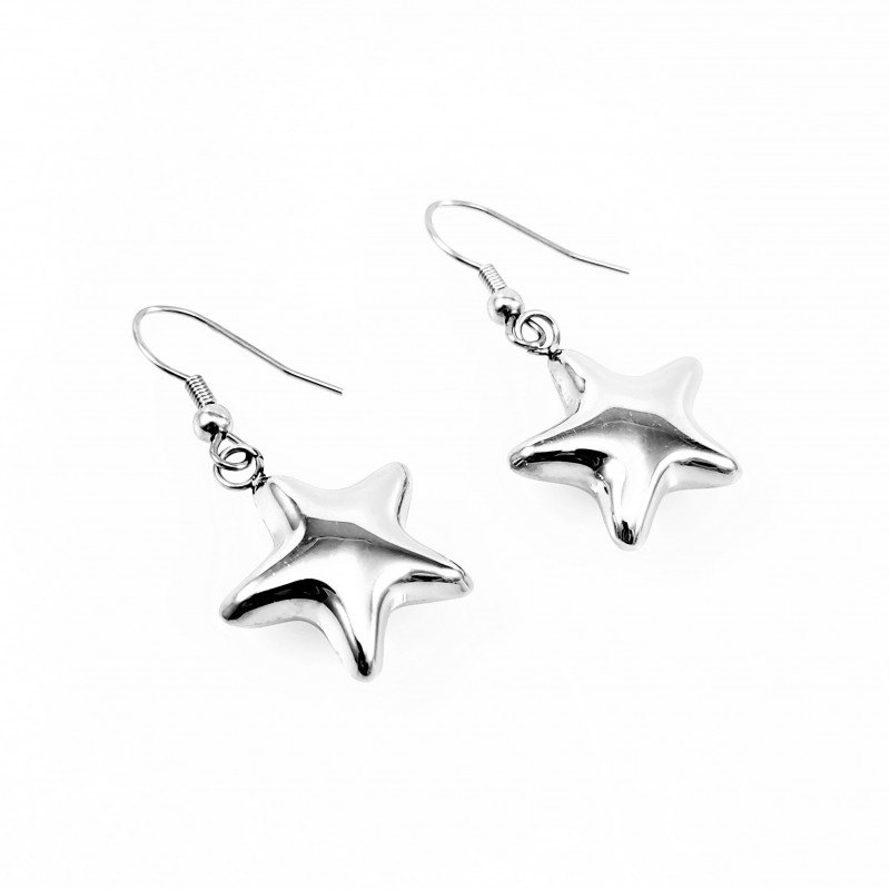 Bungelende Oorbellen Dames - zilverkleurige Roestvrij Staal - Oorhangers Ster Bungelende Oorbellen Dames - zilverkleurige Roestvrij Staal - Oorhangers Ster