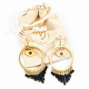 Dottilove Oorbellen Dames - RVS Gold Plated - Bungelende Oorhangers - Oorringen met Turkse Oog