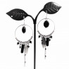 Dottilove Oorbellen Dames - RVS - Plated - Bungelende Oorbellen - Natuurlijke Zwarte Stenen