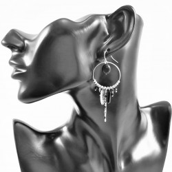 Dottilove Oorbellen Dames - RVS - Plated - Bungelende Oorbellen - Natuurlijke Zwarte Stenen