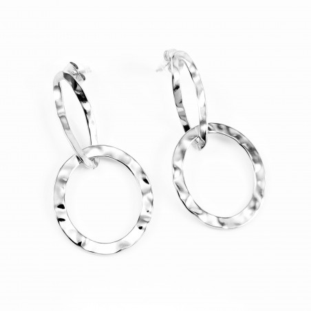 Dottilove Oorbellen Dames - RVS Wit Gold Plated - Hamerslag Oorbellen