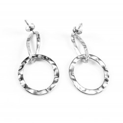 Dottilove Oorbellen Dames - RVS Wit Gold Plated - Hamerslag Oorbellen