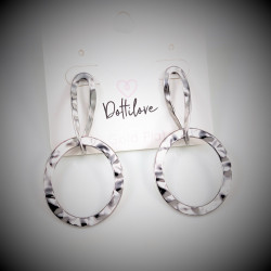 Dottilove Oorbellen Dames - RVS Wit Gold Plated - Hamerslag Oorbellen