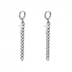Dottilove Oorbellen Dames - Heren - RVS Plated - Oorringen met Ketting - Kruis