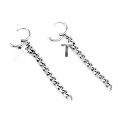 Dottilove Oorbellen Dames - Heren - RVS Plated - Oorringen met Ketting - Kruis