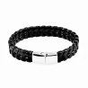 Armband Heren - Gevlochten Leren Armband Zwart