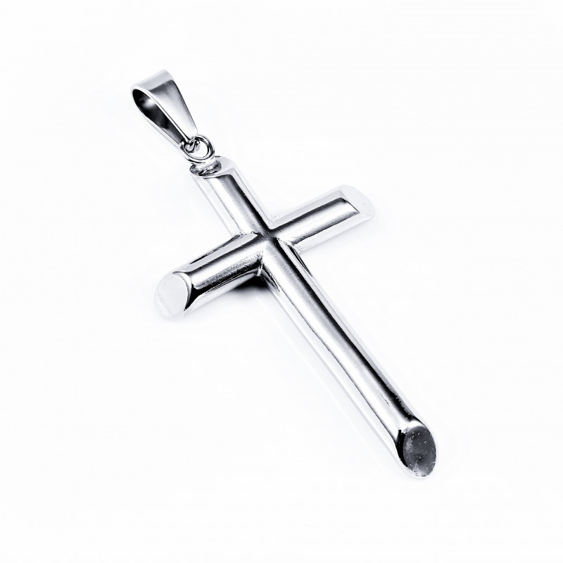 XL Kruis Hanger Heren - Zilveren Roestvrij Staal - Design Buis kruishanger