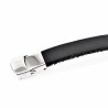 Armband Heren - Ziverkleurig-Zwart Roestvrij Stalen Plaat - Zwart Lederen Armband