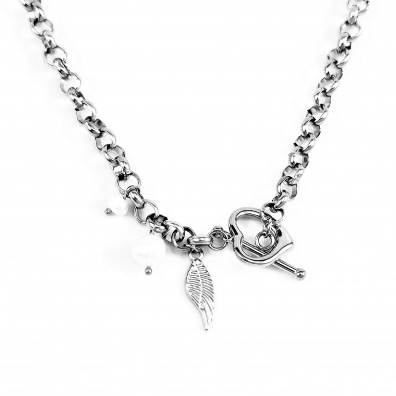 Dottilove Ketting Dames - Wit Gold Plated op RVS - Geforceerde Ketting Hart - Zoetwaterparels Dottilove Ketting Dames - Wit Gold Plated op RVS - Geforceerde Ketting Hart - Zoetwaterparels