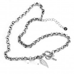 Dottilove Ketting Dames - Wit Gold Plated op RVS - Geforceerde Ketting Hart - Zoetwaterparels