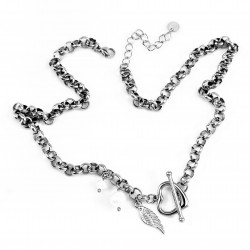 Dottilove Ketting Dames - Wit Gold Plated op RVS - Geforceerde Ketting Hart - Zoetwaterparels
