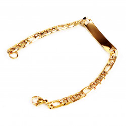Silvio ID-Armband Heren 20cm x 7mm - Verguld RVS - Figaro Schakelarmband met Plaat