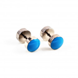 Fake Plugs Blauwe Oorbellen - Roestvrij Staal- Studs Oorbellen Dames - Heren