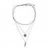 Dottilove Drielaagse Ketting Dames - Wit Gold Plated op RVS - Ketting Turks oog en Hoorn