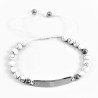 Witte Howliet Armband met Graveerplaat - Kralen Armband Dames - Heren