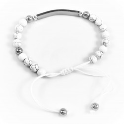 Witte Howliet Armband met Graveerplaat - Kralen Armband Dames - Heren