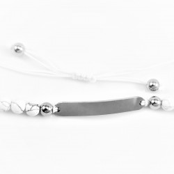 Witte Howliet Armband met Graveerplaat - Kralen Armband Dames - Heren