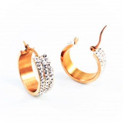 ∅25mm Strass Oorbellen Dames - Rosé Verguld Roestvrij Stalen - Oorringen
