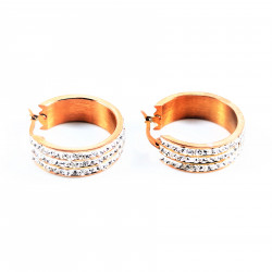 ∅25mm Strass Oorbellen Dames - Rosé Verguld Roestvrij Stalen - Oorringen
