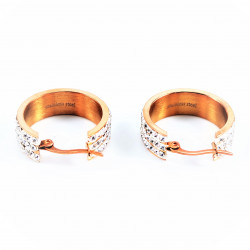 ∅25mm Strass Oorbellen Dames - Rosé Verguld Roestvrij Stalen - Oorringen