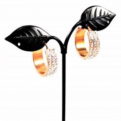 ∅25mm Strass Oorbellen Dames - Rosé Verguld Roestvrij Stalen - Oorringen