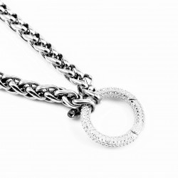 Dottilove Vossenstaart Ketting Dames - Wit Gold Plated op RVS - Ketting Ronde Sluiting Zirkonia-Stein
