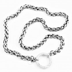 Dottilove Vossenstaart Ketting Dames - Wit Gold Plated op RVS - Ketting Ronde Sluiting Zirkonia-Stein