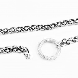 Dottilove Vossenstaart Ketting Dames - Wit Gold Plated op RVS - Ketting Ronde Sluiting Zirkonia-Stein