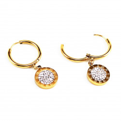 ∅18mm Strass Oorbellen Dames - Verguld Roestvrij Staal - Oorringen met Ronde Hanger