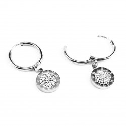 ∅18mm Strass Oorbellen Dames - Zilveren Roestvrij Staal - Oorringen met Ronde Hanger