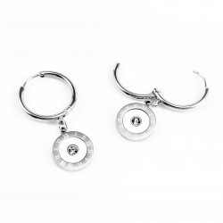 Ø18mm Romeinse Oorbellen Dames - zilverkleurige Roestvrij Staal - Oorringen met Hanger
