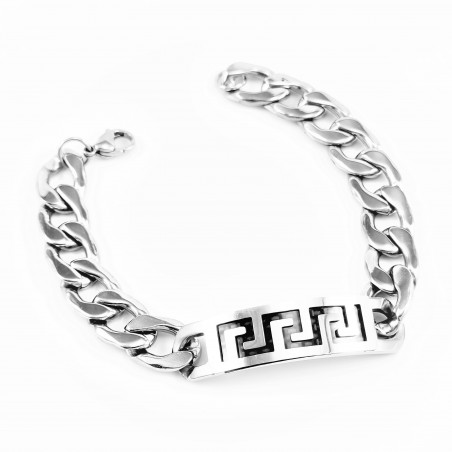 Grieks Armband Heren - Roestvrij Staal - Schakelsarmband met Plaat
