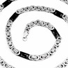 7mm Platte Koningsketting Heren - Zwart-Zilverkleur Roestvrij Stalen