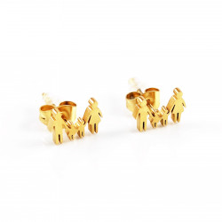 Set 3-Paar Oorknopjes Dames - 316L RVS Verguld - Oorbellen Familie en Harten Design